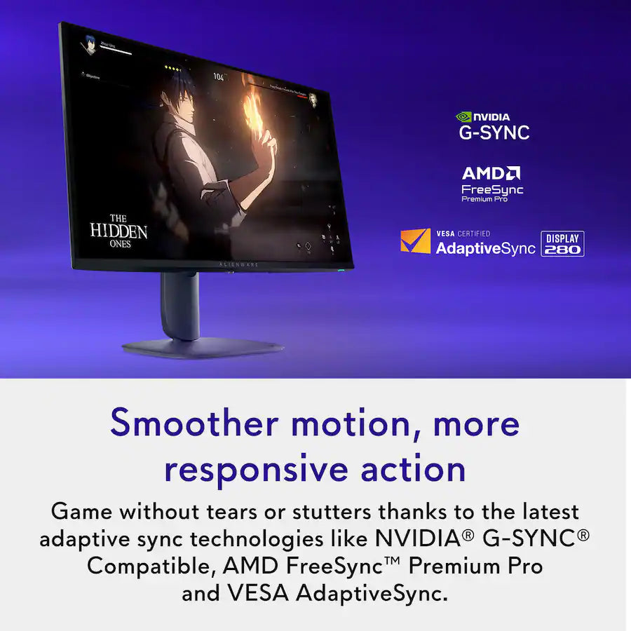 Alienware - AW2725D 27" QD-OLED QHD 280Hz 0.03-ms FreeSync and G-SYNC Gaming Monitor with HDR (HDMI, DisplayPort) - Black