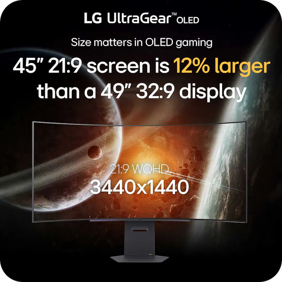 LG - UltraGear 45" OLED QHD 240Hz 0.03ms G-Sync/FreeSync Premium Pro Smart Gaming Monitor with DisplayHDR 400 TRUE - Black