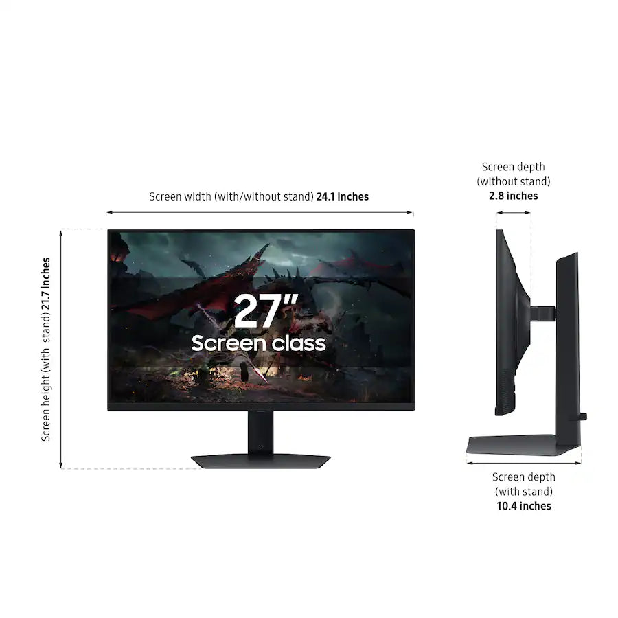Samsung - 27” Odyssey G50D QHD IPS 180Hz 1ms AMD FreeSync and G-Sync Compatible Gaming Monitor with HDR 400 (DisplayPort, HDMI) - Black