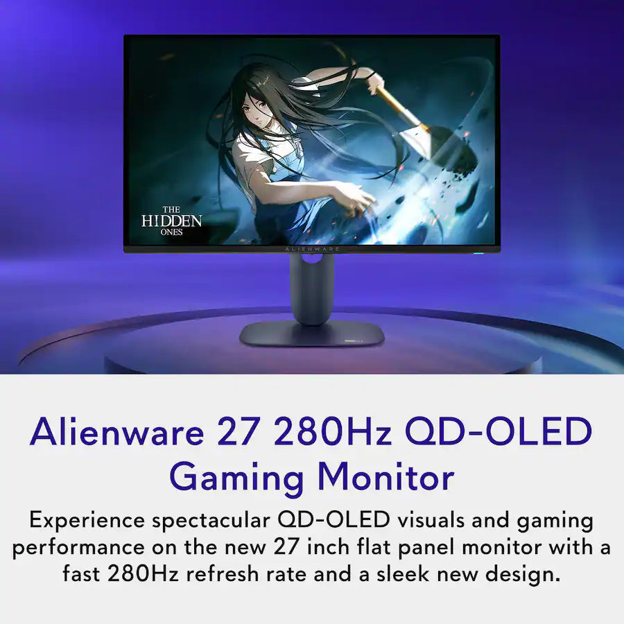 Alienware - AW2725D 27" QD-OLED QHD 280Hz 0.03-ms FreeSync and G-SYNC Gaming Monitor with HDR (HDMI, DisplayPort) - Black